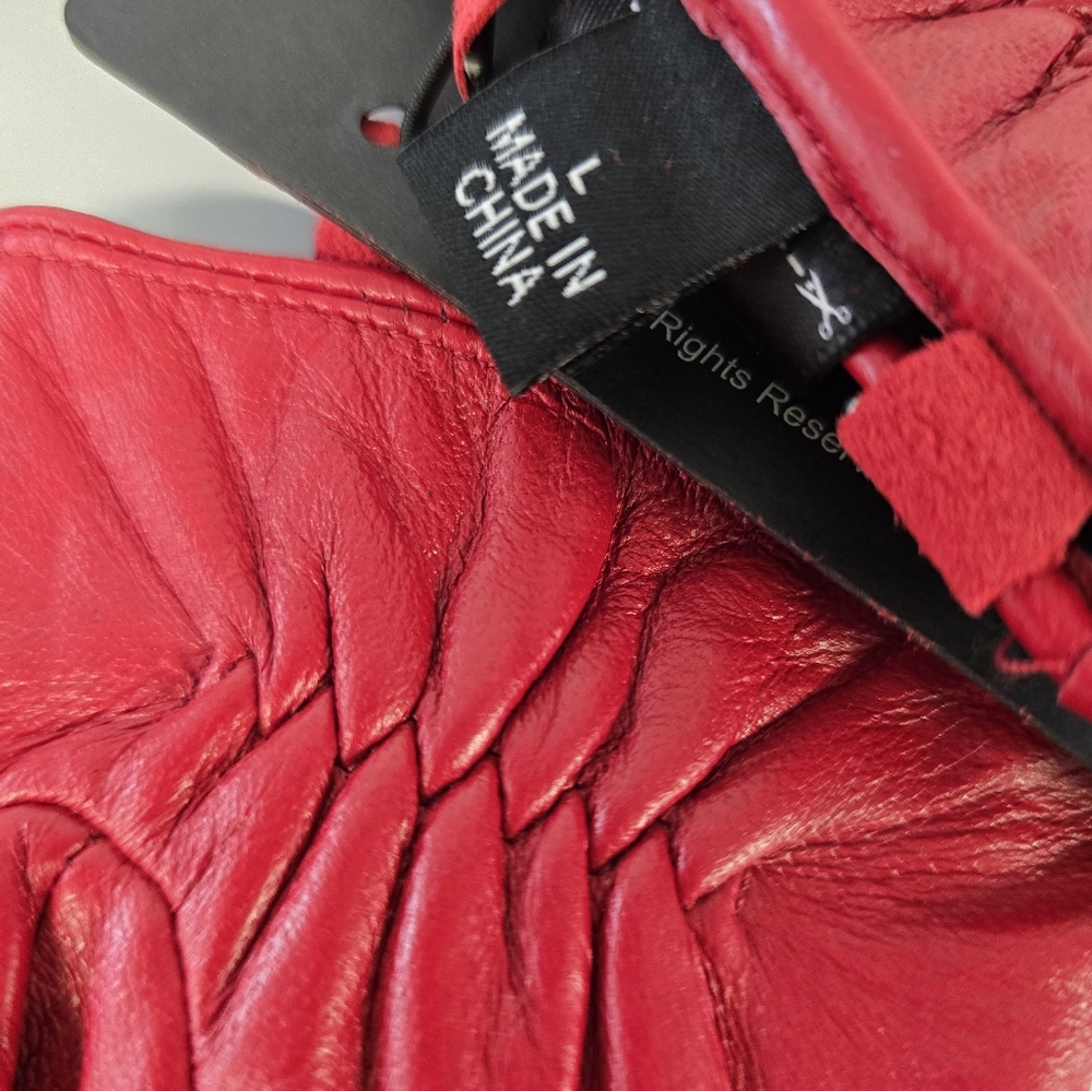 Harley Davidson Women's L leather gloves RED NWT - Picture 4 of 6